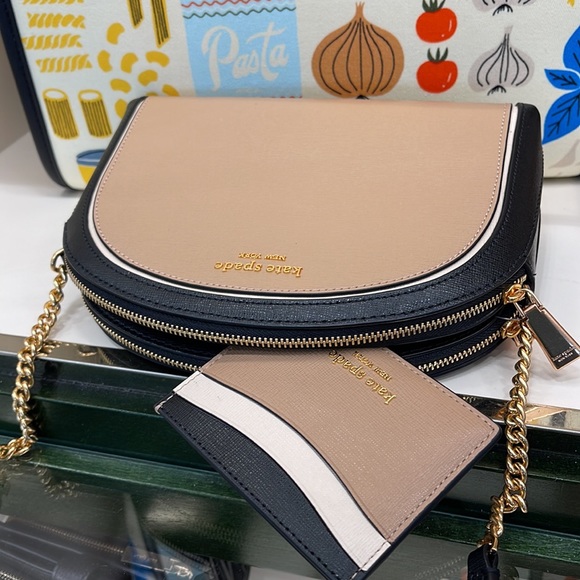 Kate Spade Morgan Colorblocked Double-zip Dome Crossbody & Morgan Cardholder NWT - Picture 7 of 14